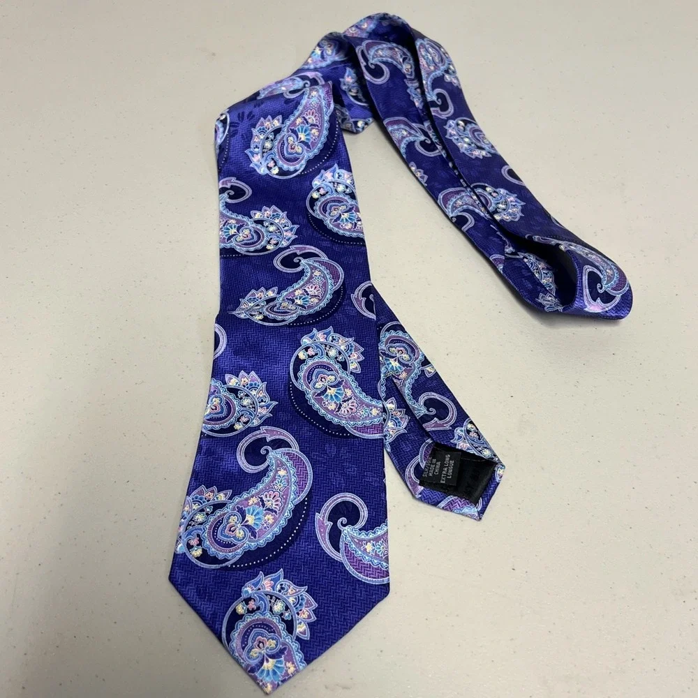 GEOFFREY BEENE EXTRA LONG Purple Designer Silk Tie‎ Mens
